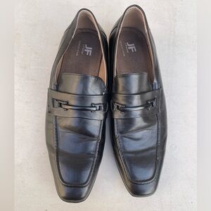 JF. Ferrar men’s black faux leather slip on dress shoe, size 10.5, loafer shoe